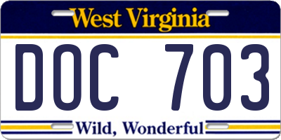 WV license plate DOC703