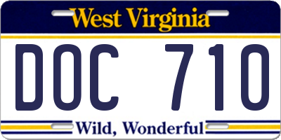 WV license plate DOC710