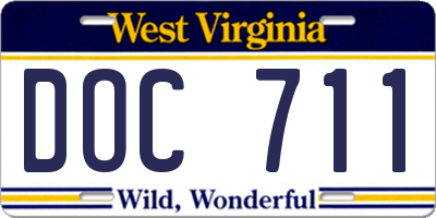WV license plate DOC711