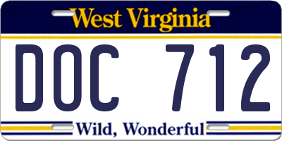 WV license plate DOC712