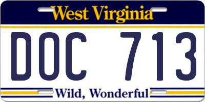 WV license plate DOC713