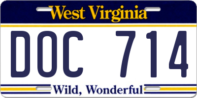 WV license plate DOC714