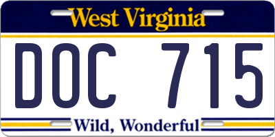 WV license plate DOC715