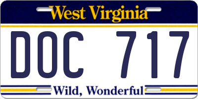 WV license plate DOC717