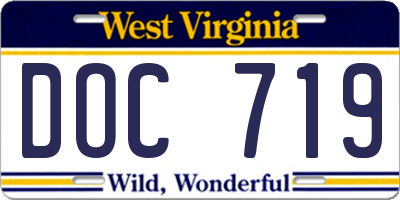 WV license plate DOC719