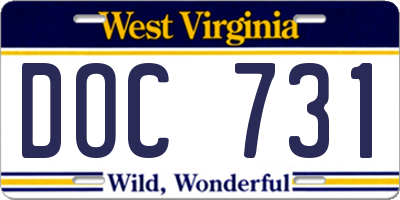 WV license plate DOC731