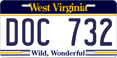 WV license plate DOC732