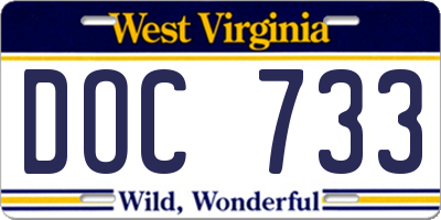 WV license plate DOC733