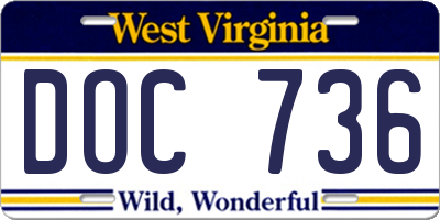 WV license plate DOC736