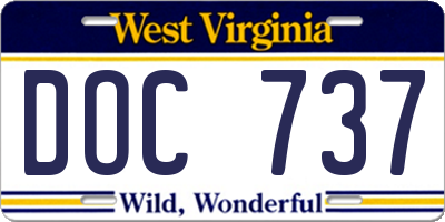 WV license plate DOC737