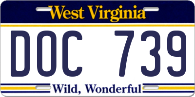 WV license plate DOC739