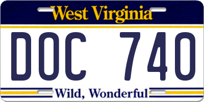WV license plate DOC740