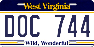 WV license plate DOC744