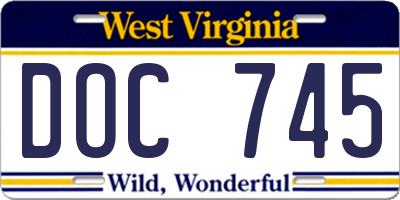 WV license plate DOC745