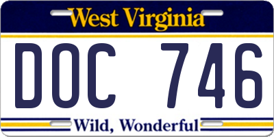 WV license plate DOC746