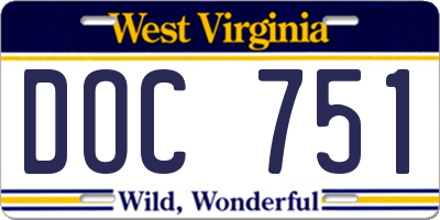 WV license plate DOC751
