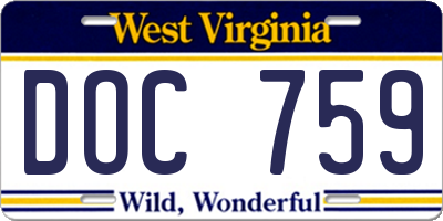 WV license plate DOC759