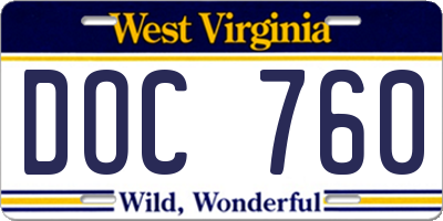WV license plate DOC760