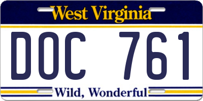 WV license plate DOC761