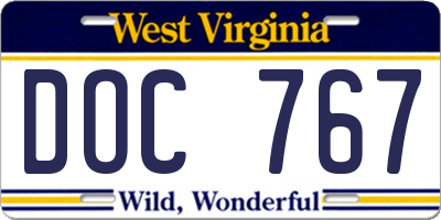 WV license plate DOC767