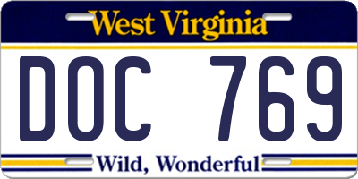 WV license plate DOC769