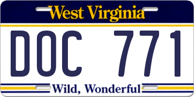 WV license plate DOC771