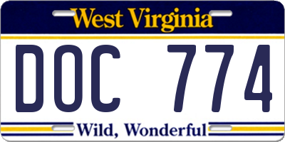 WV license plate DOC774