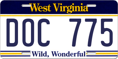 WV license plate DOC775