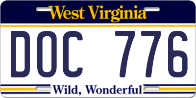 WV license plate DOC776