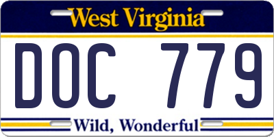 WV license plate DOC779