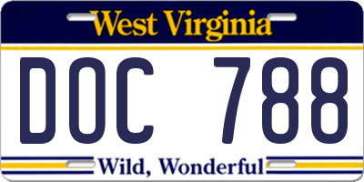 WV license plate DOC788