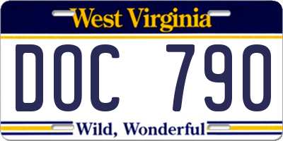 WV license plate DOC790