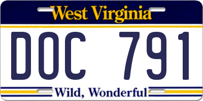 WV license plate DOC791