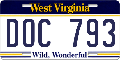 WV license plate DOC793