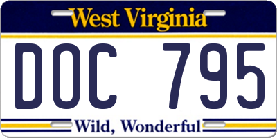 WV license plate DOC795
