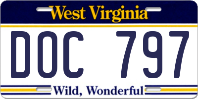 WV license plate DOC797