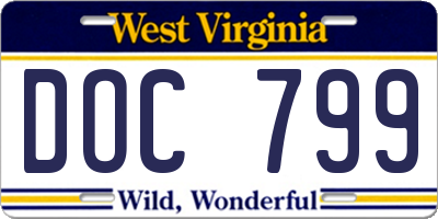 WV license plate DOC799