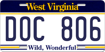WV license plate DOC806