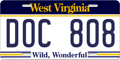 WV license plate DOC808