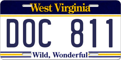 WV license plate DOC811