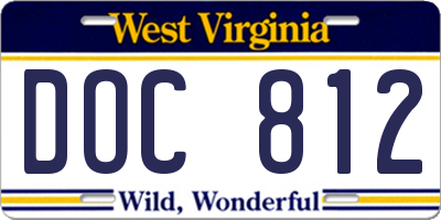 WV license plate DOC812