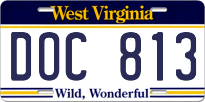 WV license plate DOC813