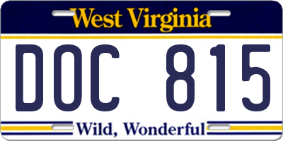 WV license plate DOC815