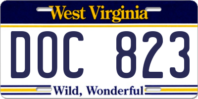 WV license plate DOC823