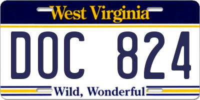 WV license plate DOC824