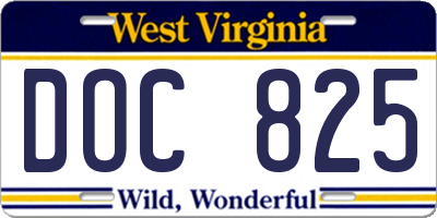 WV license plate DOC825