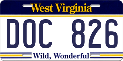 WV license plate DOC826