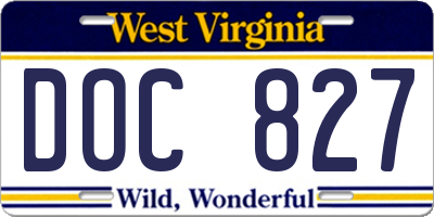WV license plate DOC827
