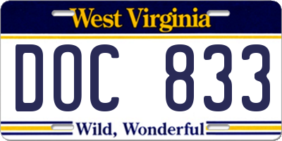 WV license plate DOC833