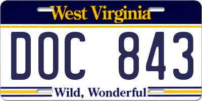 WV license plate DOC843
